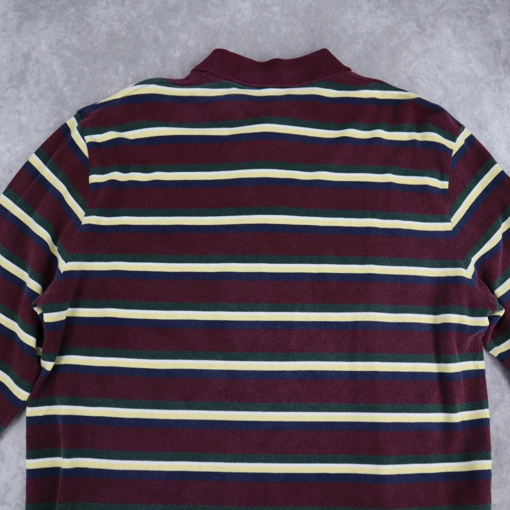 Vintage Polo Ralph Lauren Long Sleeve Striped Rugby Polo Shirt Mens M Preppy 90s